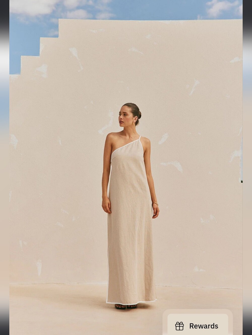 Sabo Skirt Jayden One-Shoulder Maxi Dress in Beige